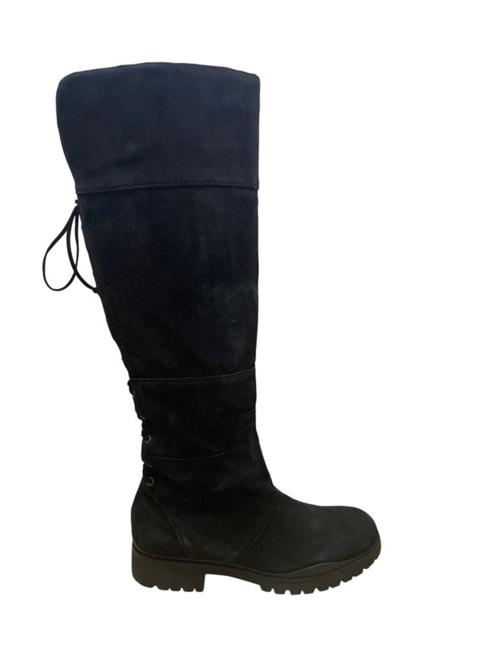 Nine West Women’s Black Suede Lug Sole Lace-Up Knee-High Mavira Boots Size 10M